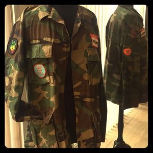 Recycled Camo Army Jacket w/custom patchwork
